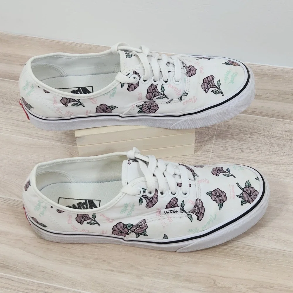 Vans Authentic Thank You‎ White & Floral Men 7.5 Women 9 - Picture 4 of 16